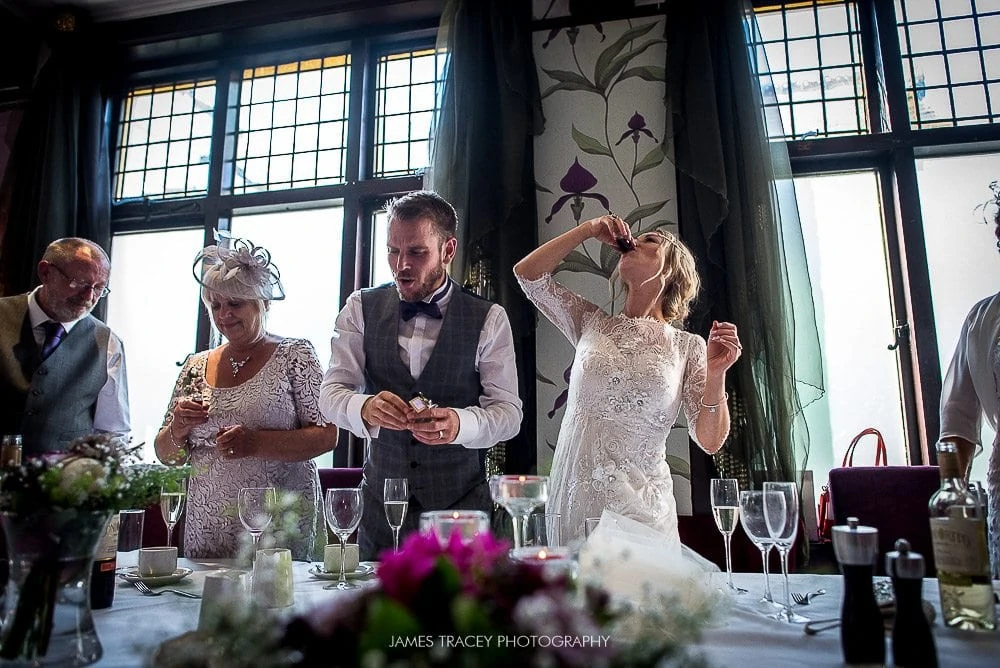 bride downing a shot