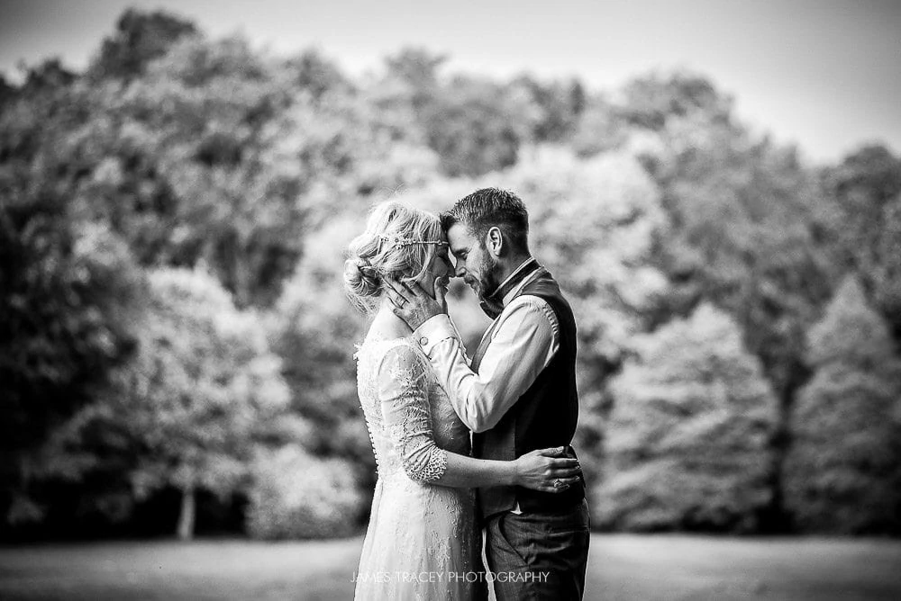 bride and groom kissing