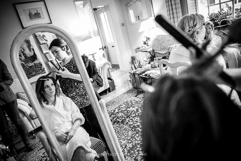 bride reflected in a mirror
