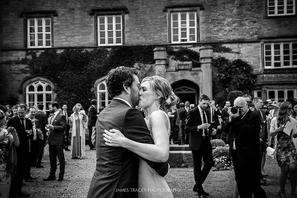 bride and groom kissing