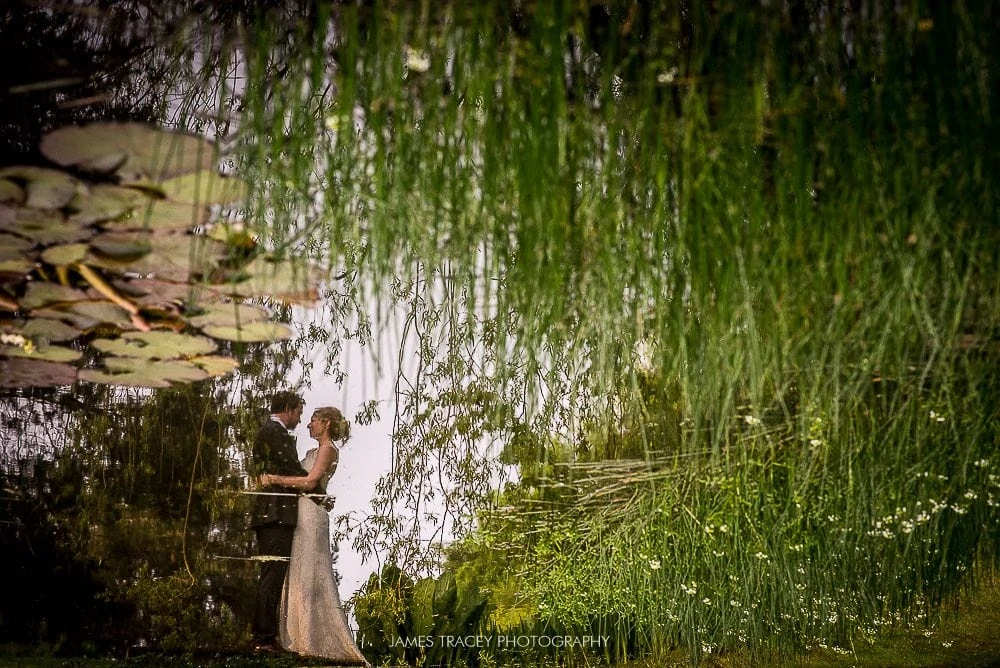 reflection of wedding couple