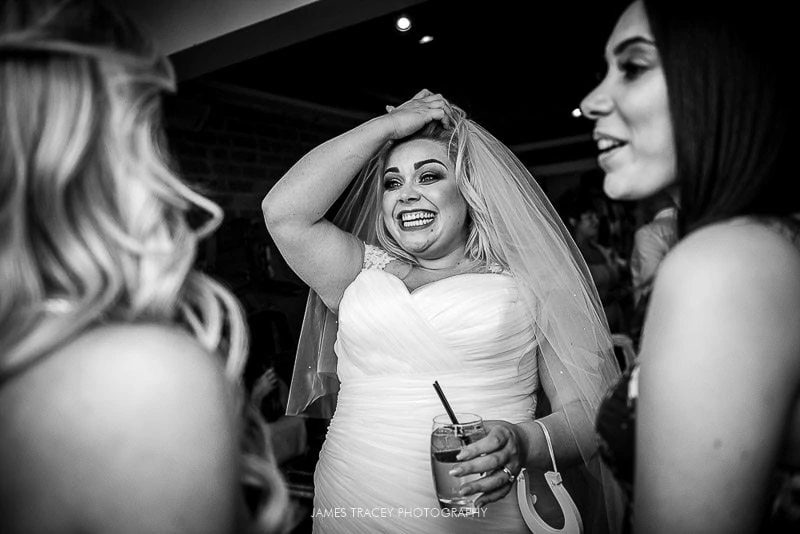 bride laughing with friends