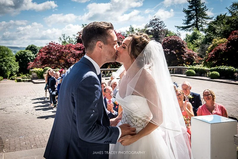 first wedding kiss at eaves hall