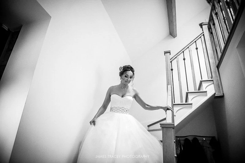 bride walking down stairs