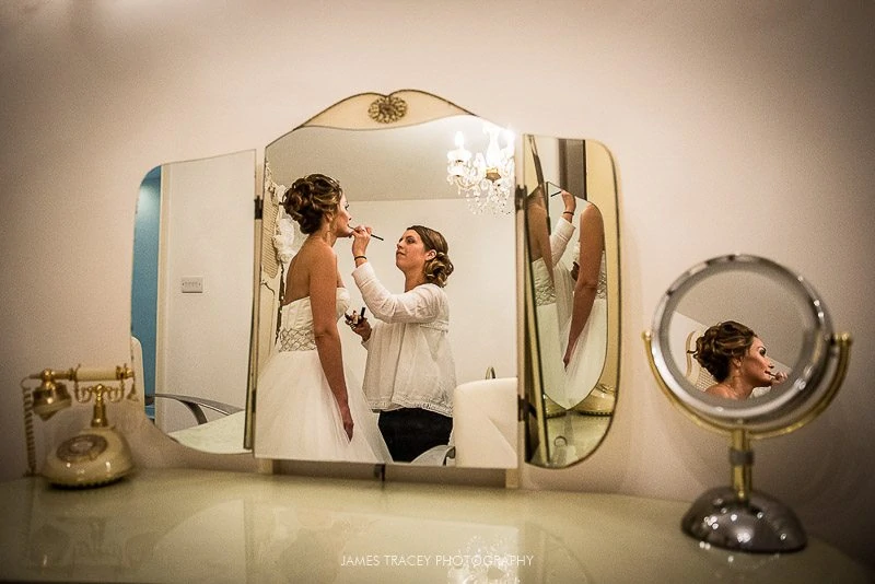 bride reflected in a mirror