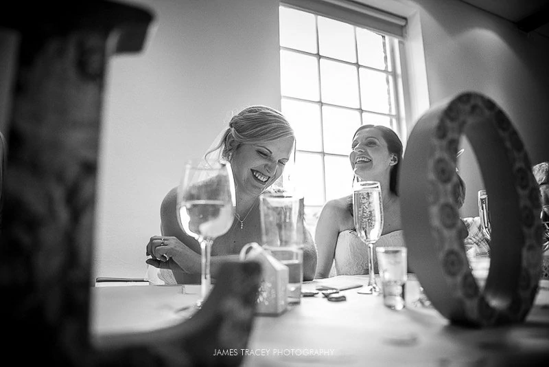 bride laughing at jokes