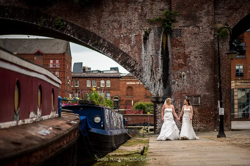 wide angle photos of 2 brides