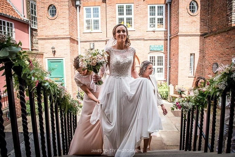 bride arriving at merchant adventurers york