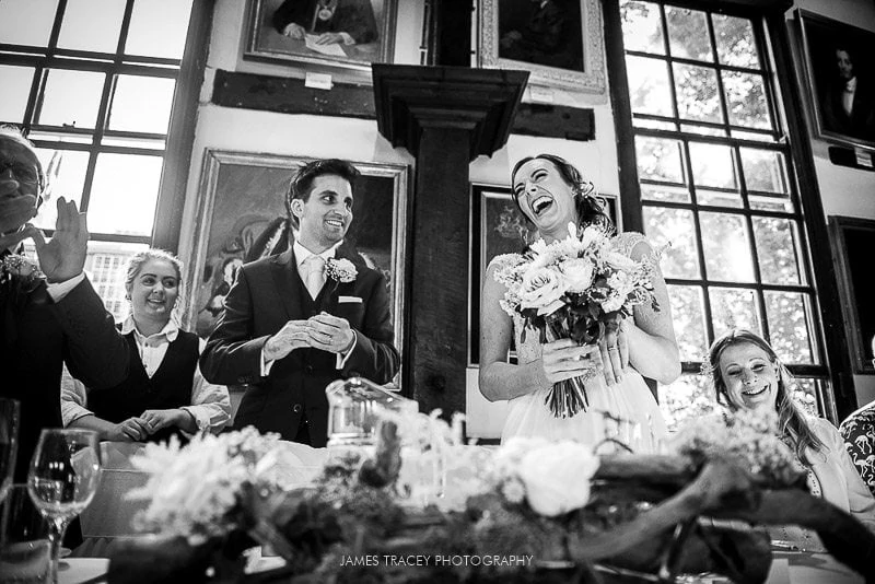 bride and groom at speeches