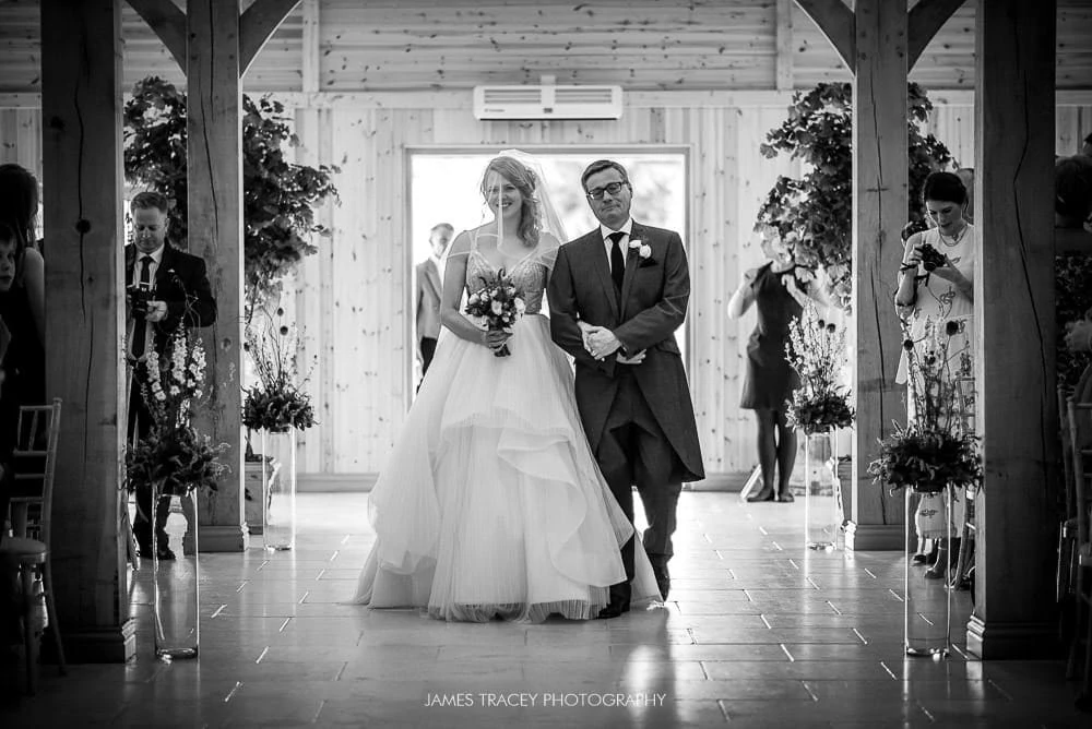 bride arriving at wedding at colshaw hall