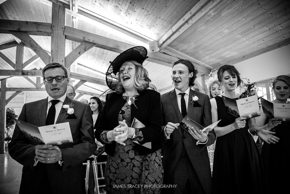singing wedding guests