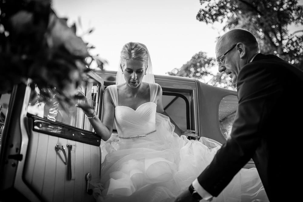 upper house hayfield bride arriving at church