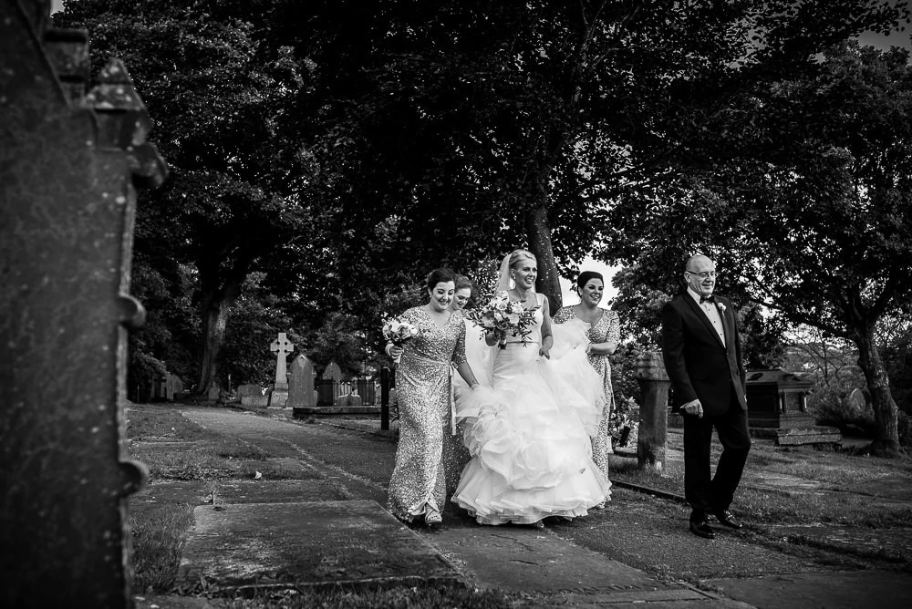 bride walking to church