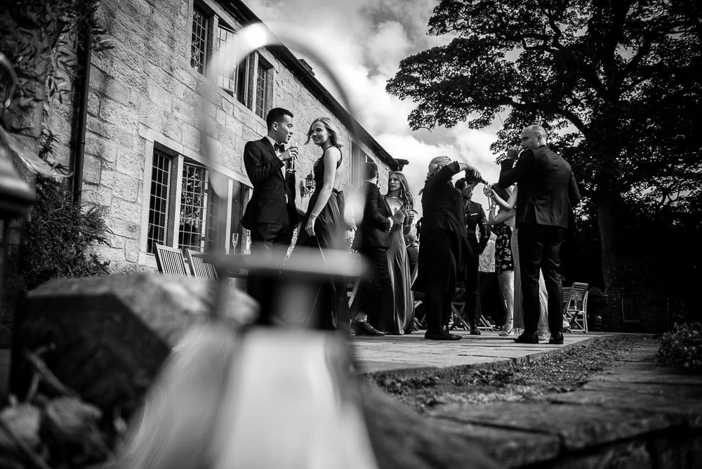 black and white photo of guests at upper house hayfield