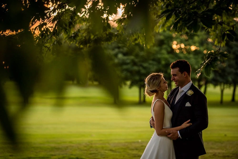sunset wedding photography at the mere knutsford