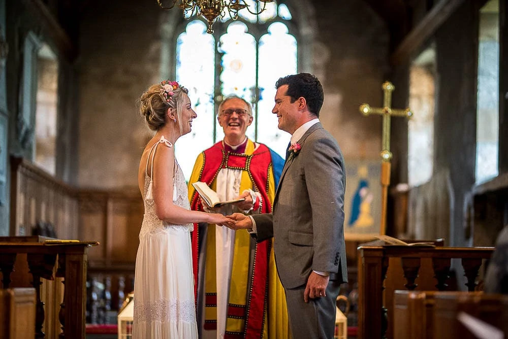 exchange of vows at a wedding in wetherby