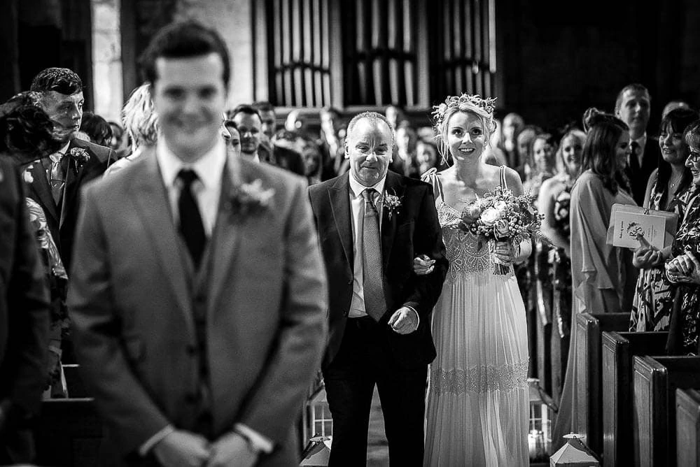 bride arriving at church