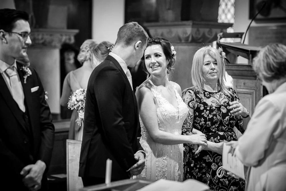 bride and groom at church wedding