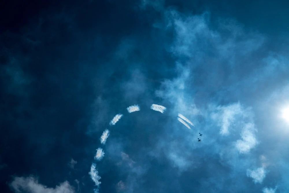 Planes doing air display over Peckforton Castle Wedding