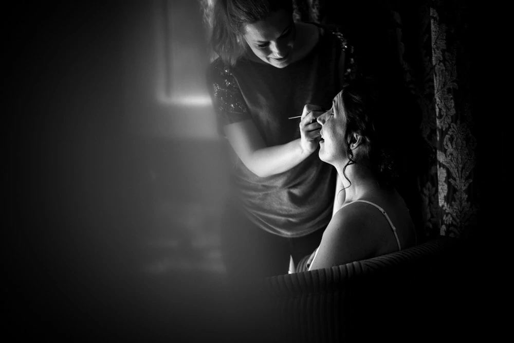 bride getting ready at Peckforton Castle