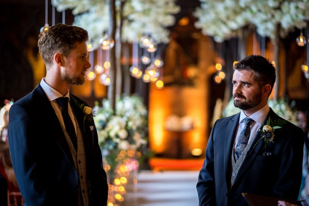 Groom and best man at Peckforton Castle