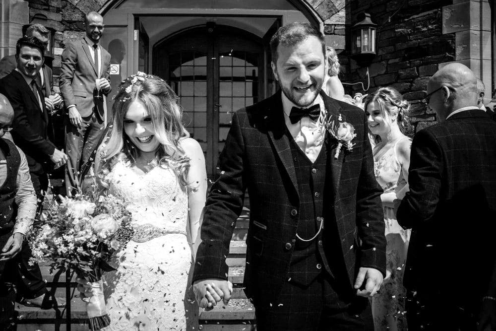 happy wedding couple at cragwood country house