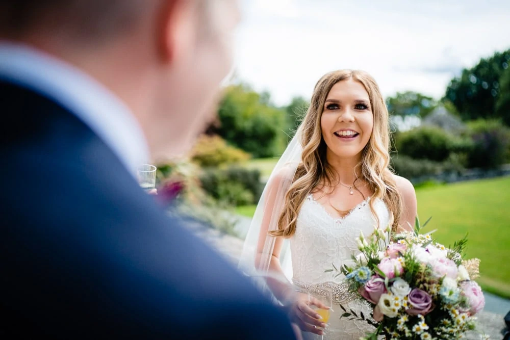 bride smiling at cragwood
