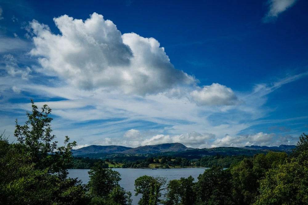 wide angle of lake windermere