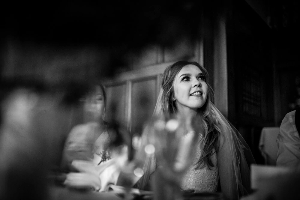 blak and white of the bride