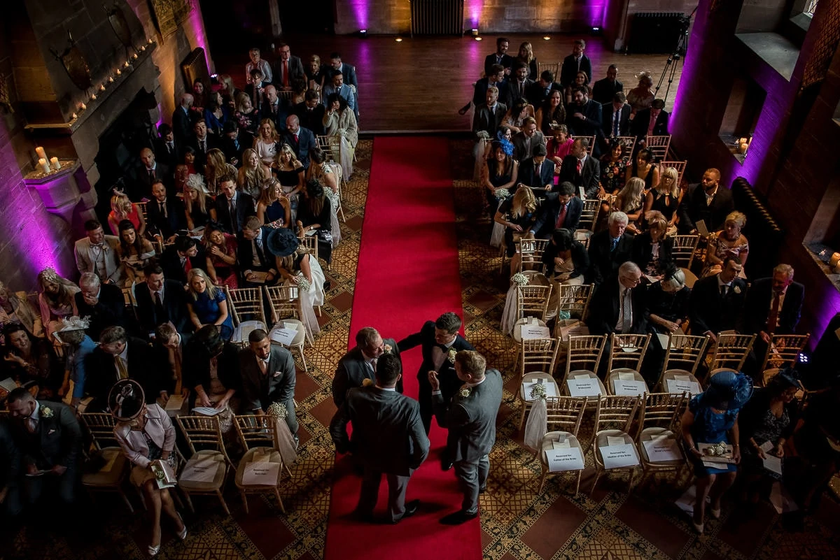 groom and groomsmen at peckforton castle