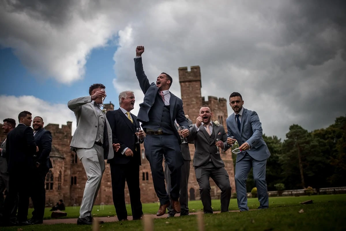 wedding guests playing garden games