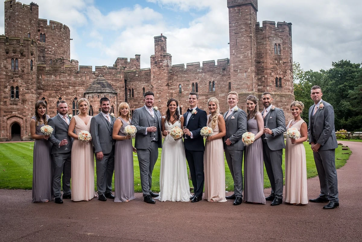 wedding party at peckforton castle