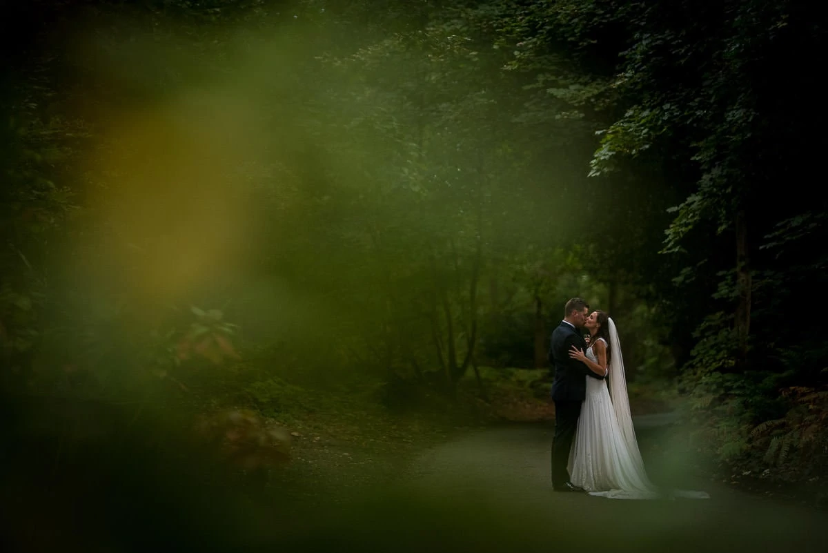 peckforton castle wedding photos in the woods