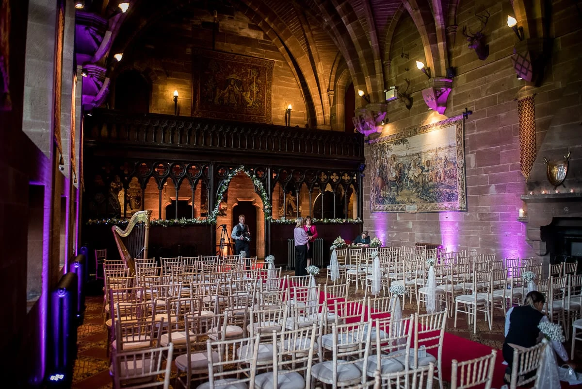 peckforton castle ready for a wedding