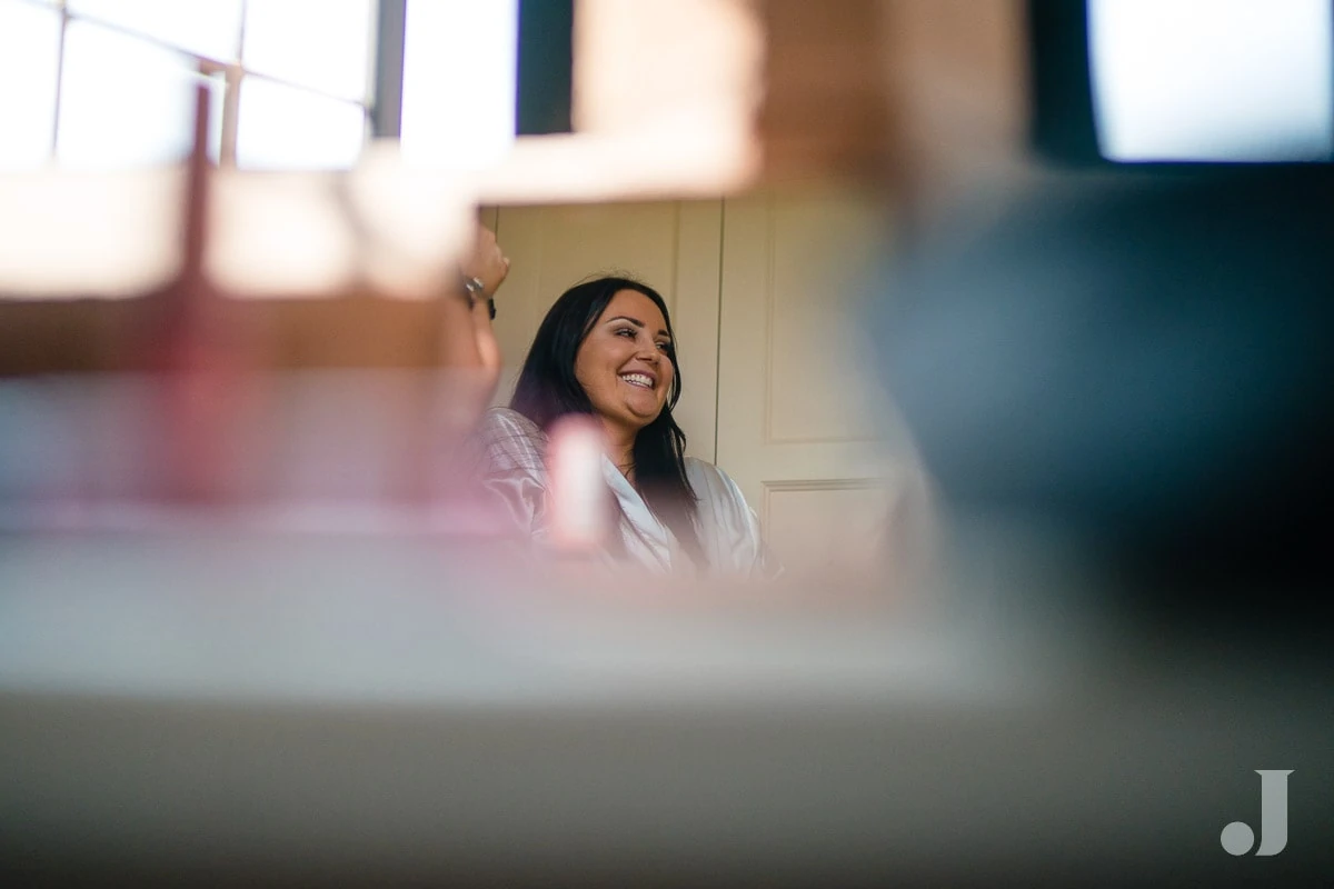 Bride in a mirror at Colshaw Hall