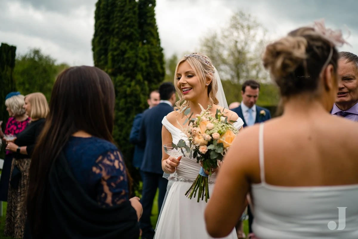 bride chatting to friends