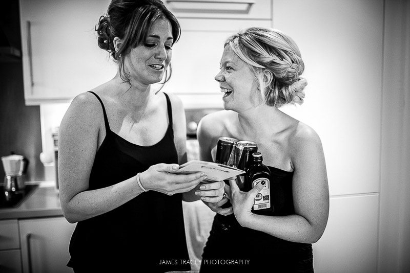 bride laughing with her friend