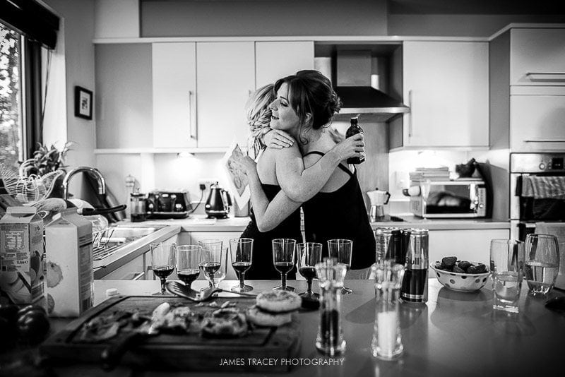 bride hugging her friend