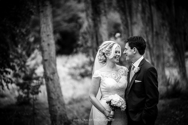 bride and groom looking at each other