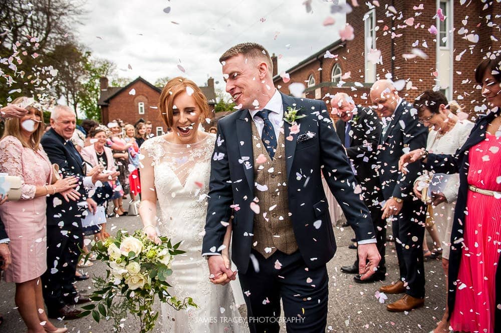 bride and groom confetti