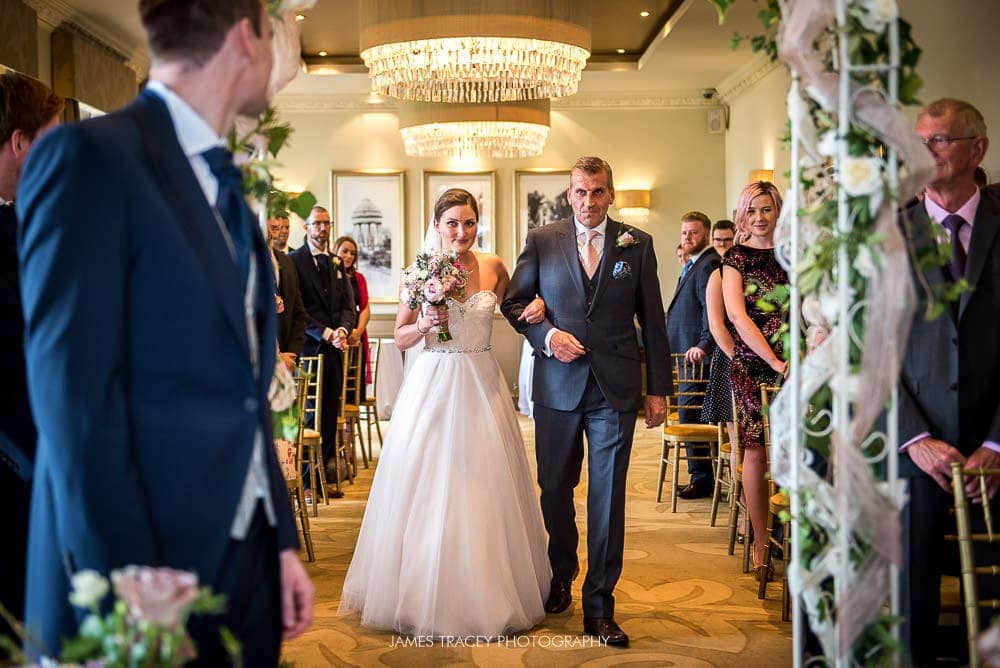 bride arriving at her wedding at the mansion in leeds