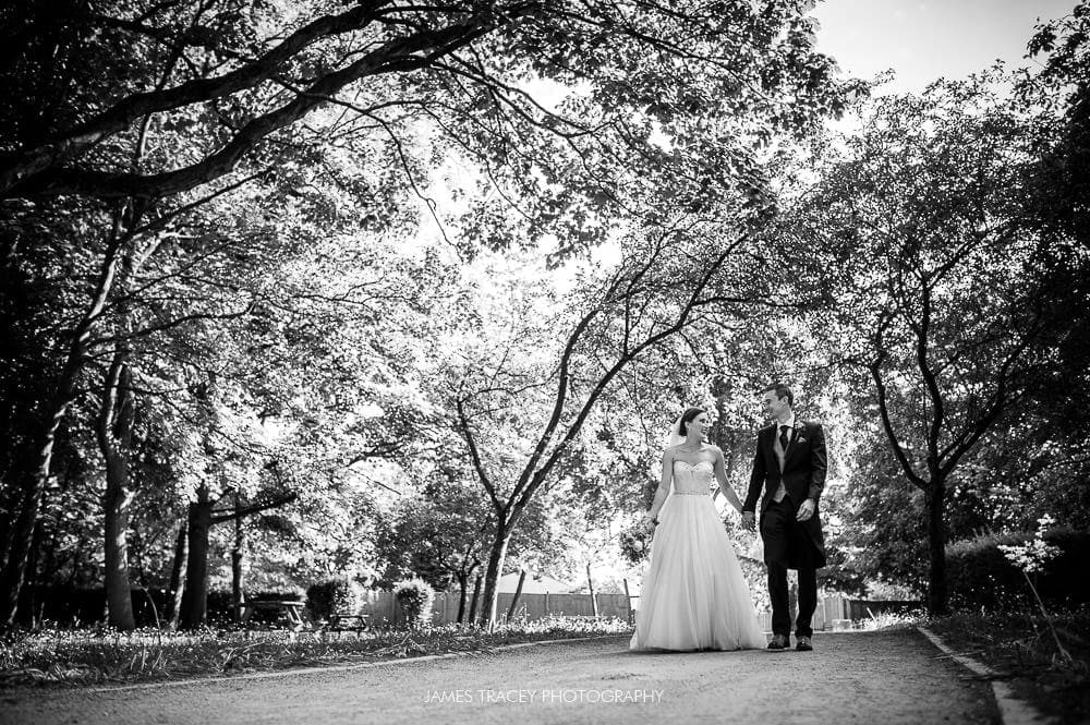 bride and groom walking