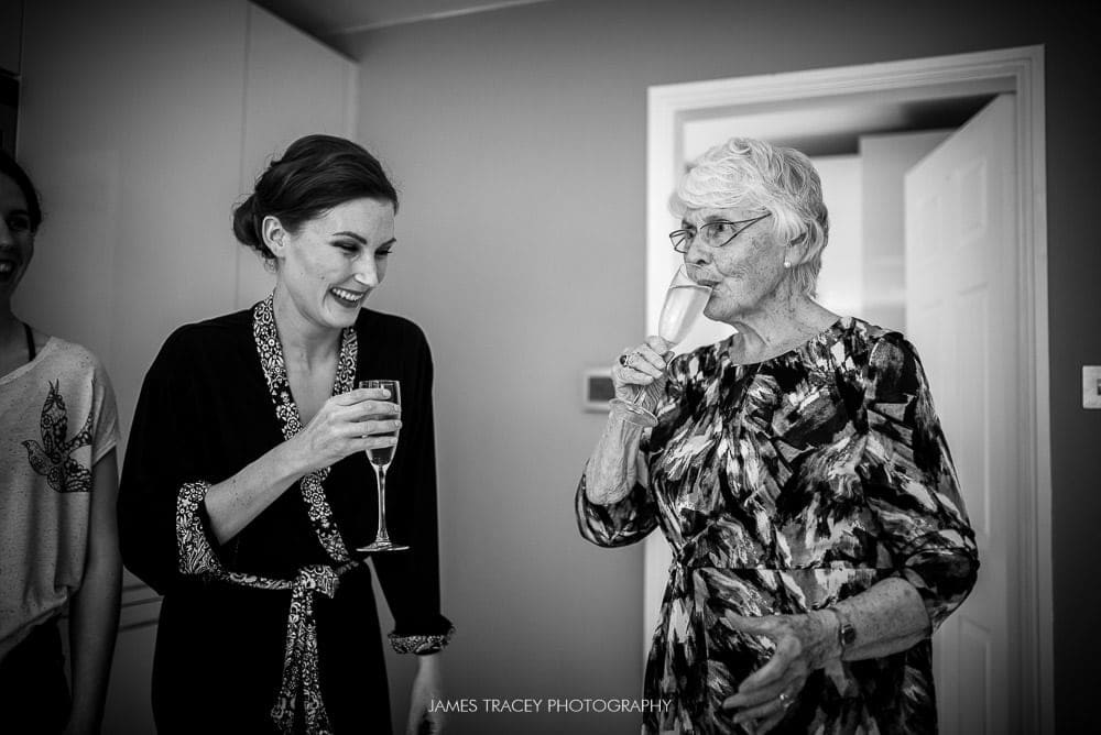 bride laughing at grandma