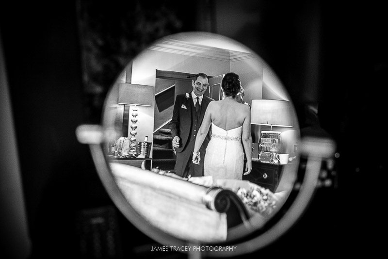 reflection of bride in mirror