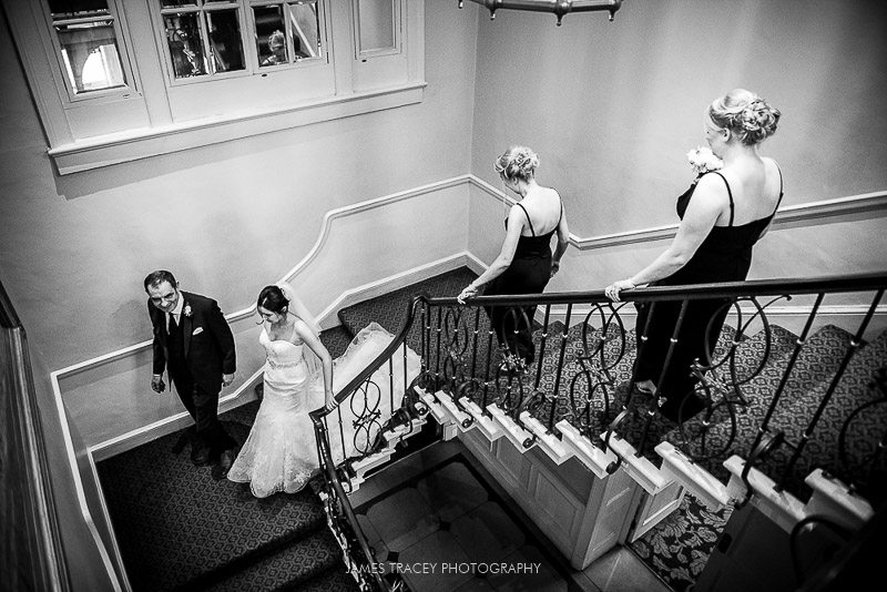 bridal party on stairs