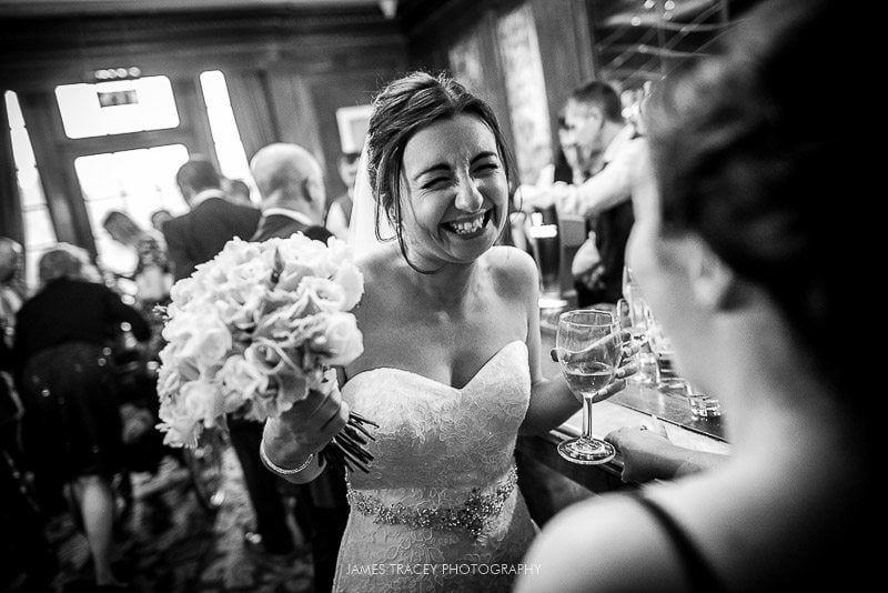 bride laughing at joke