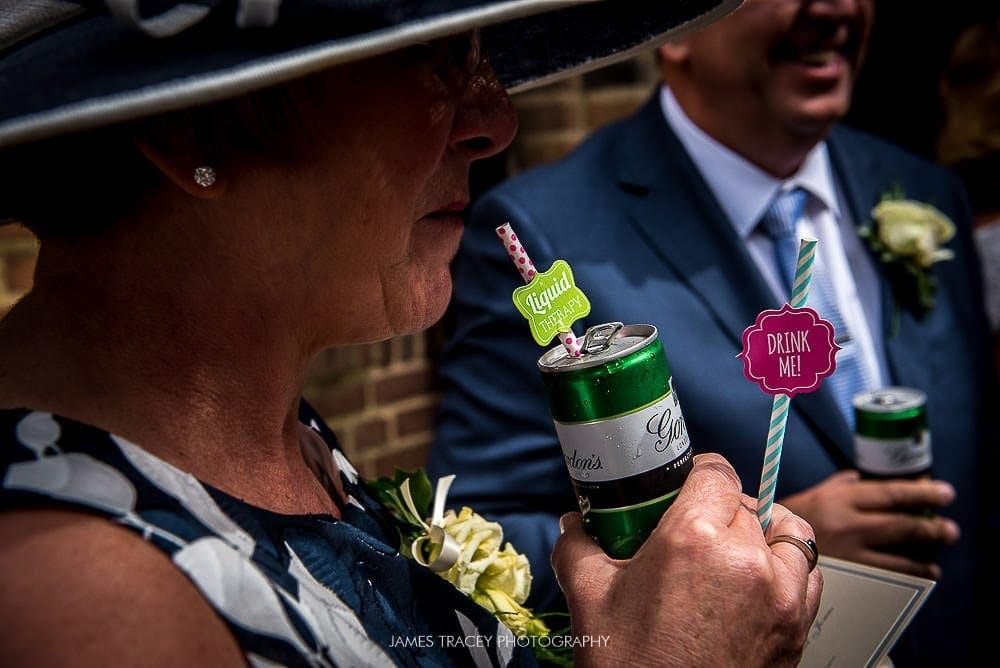 wedding guest drinking gin