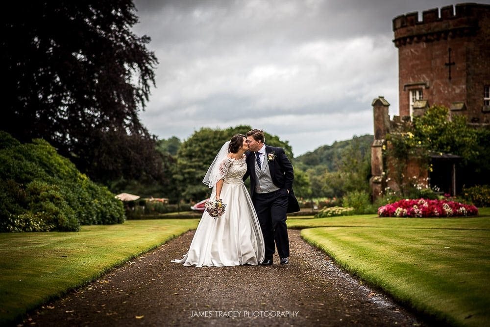 bride and groom kissing