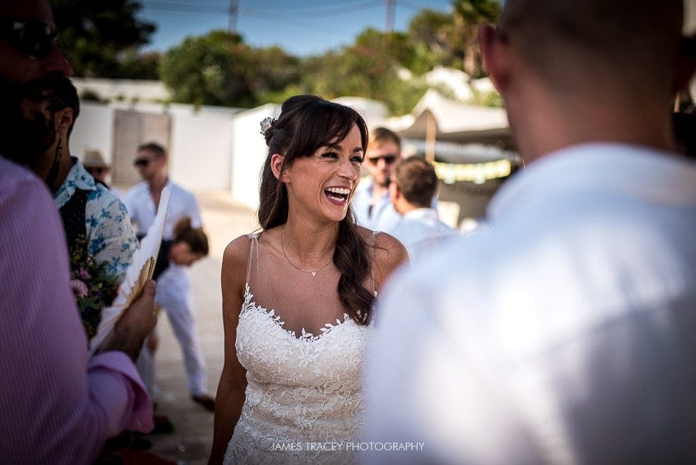 bride laughing at ibiza wedding