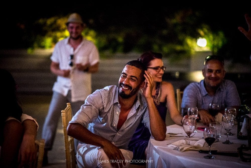 laughing wedding guest in iobiza